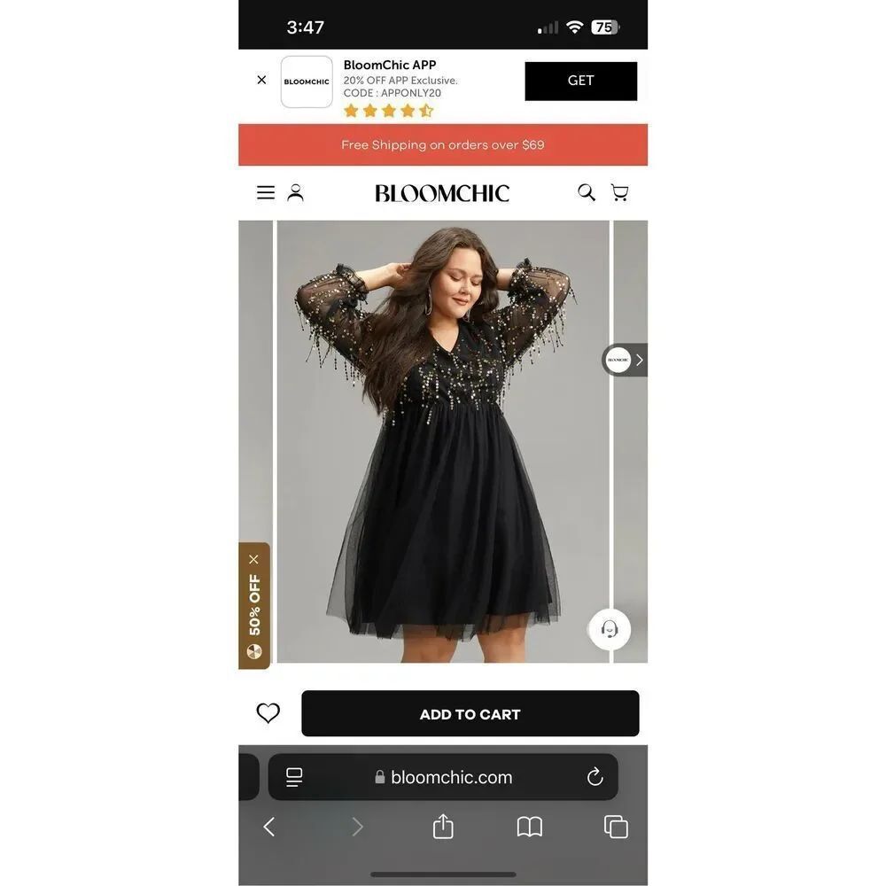 Bloomchic Black Gold Sequins Fringe Tulle Party Cocktail Dress NWT!